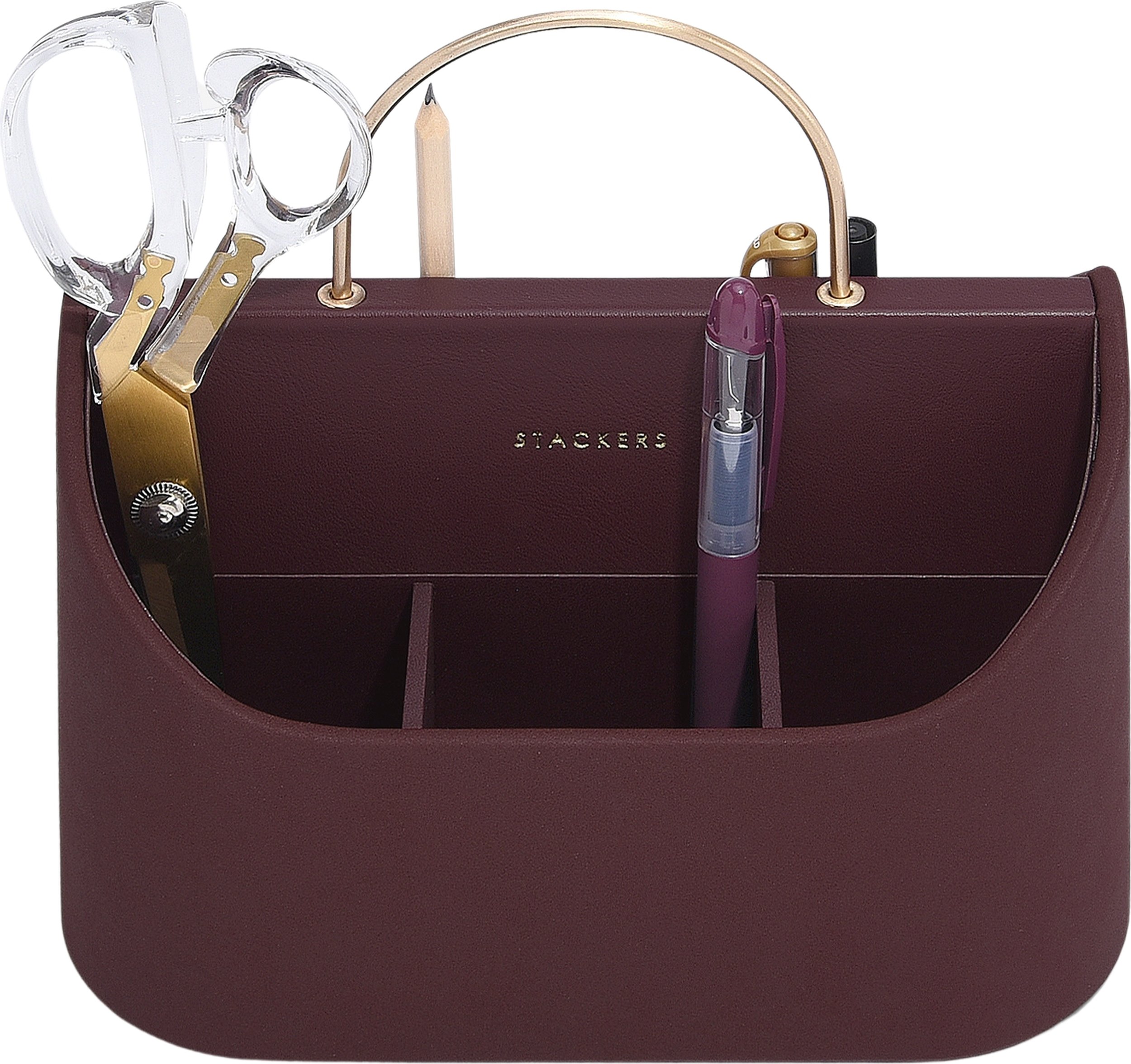 Organizer na biurko Stackers bordowy z uchwytem