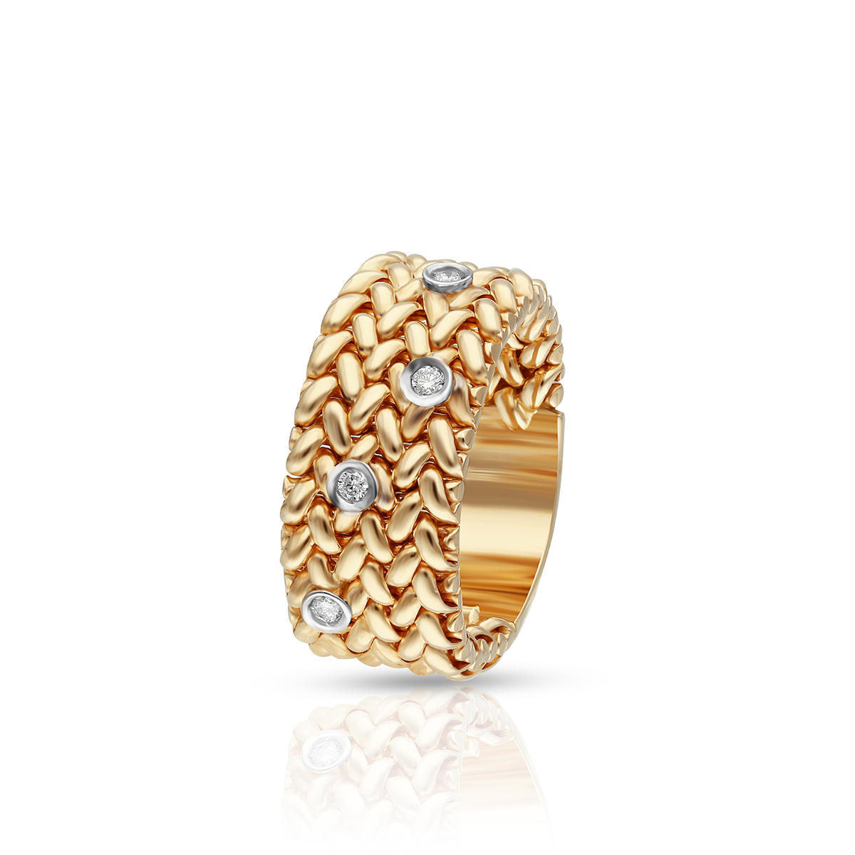 W.KRUK Wyjątkowy Złoty Pierścionek - złoto 585, Brylant 0,12ct - ZRO/PB+15BK