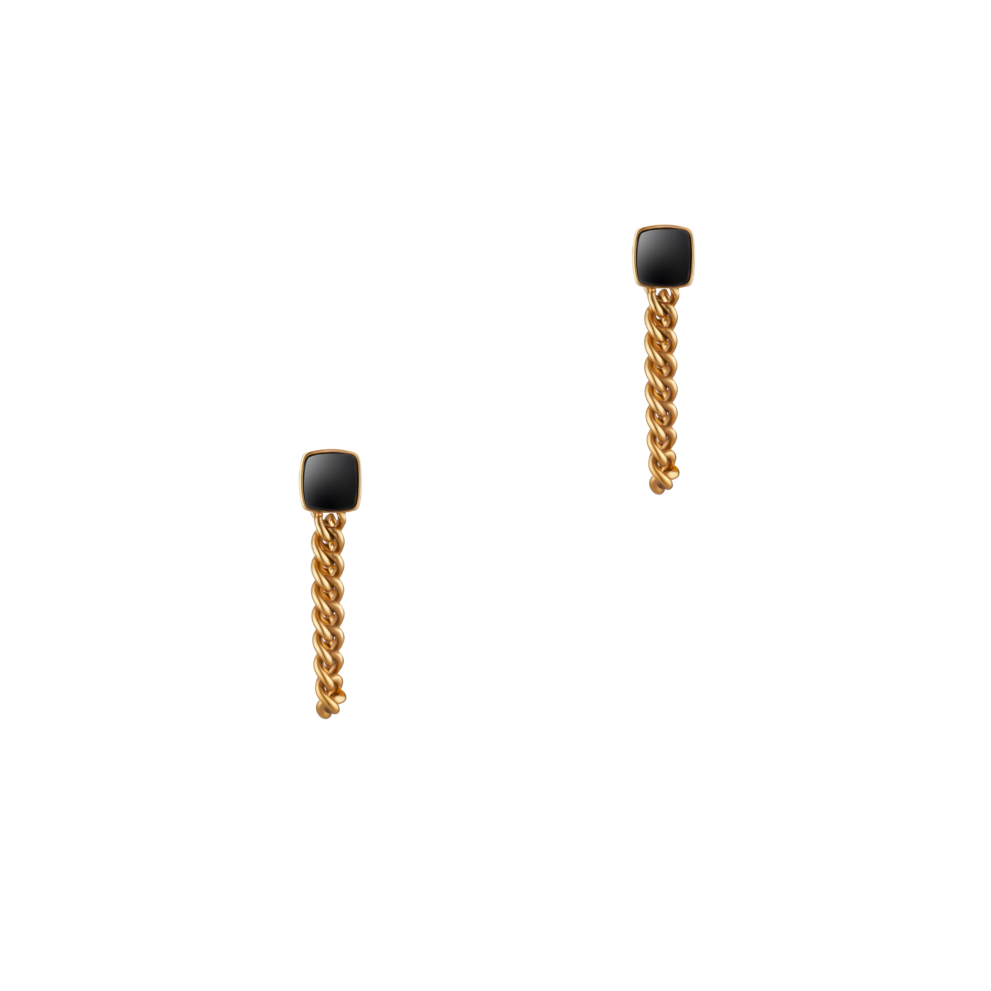 W.KRUK RABAT Kolczyki - stal, Onyks - PHT/KN007Z