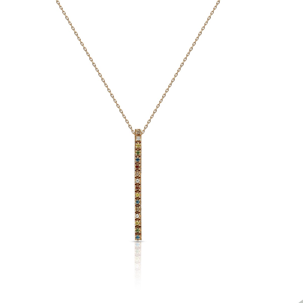 W.KRUK Zjawiskowy Naszyjnik - złoto 585, Brylant 0,03 ct, multikolor brylant 0,12 ct - ZFT/NB+118R