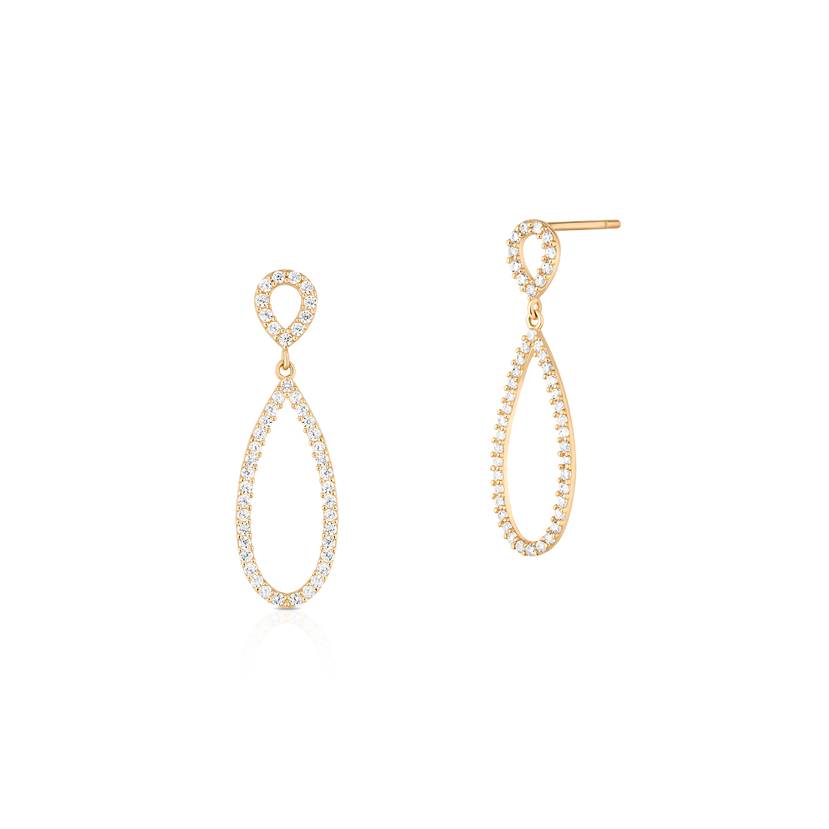 W.KRUK RABAT Złote Kolczyki - złoto 585, Cyrkonia - ZOL/KC05