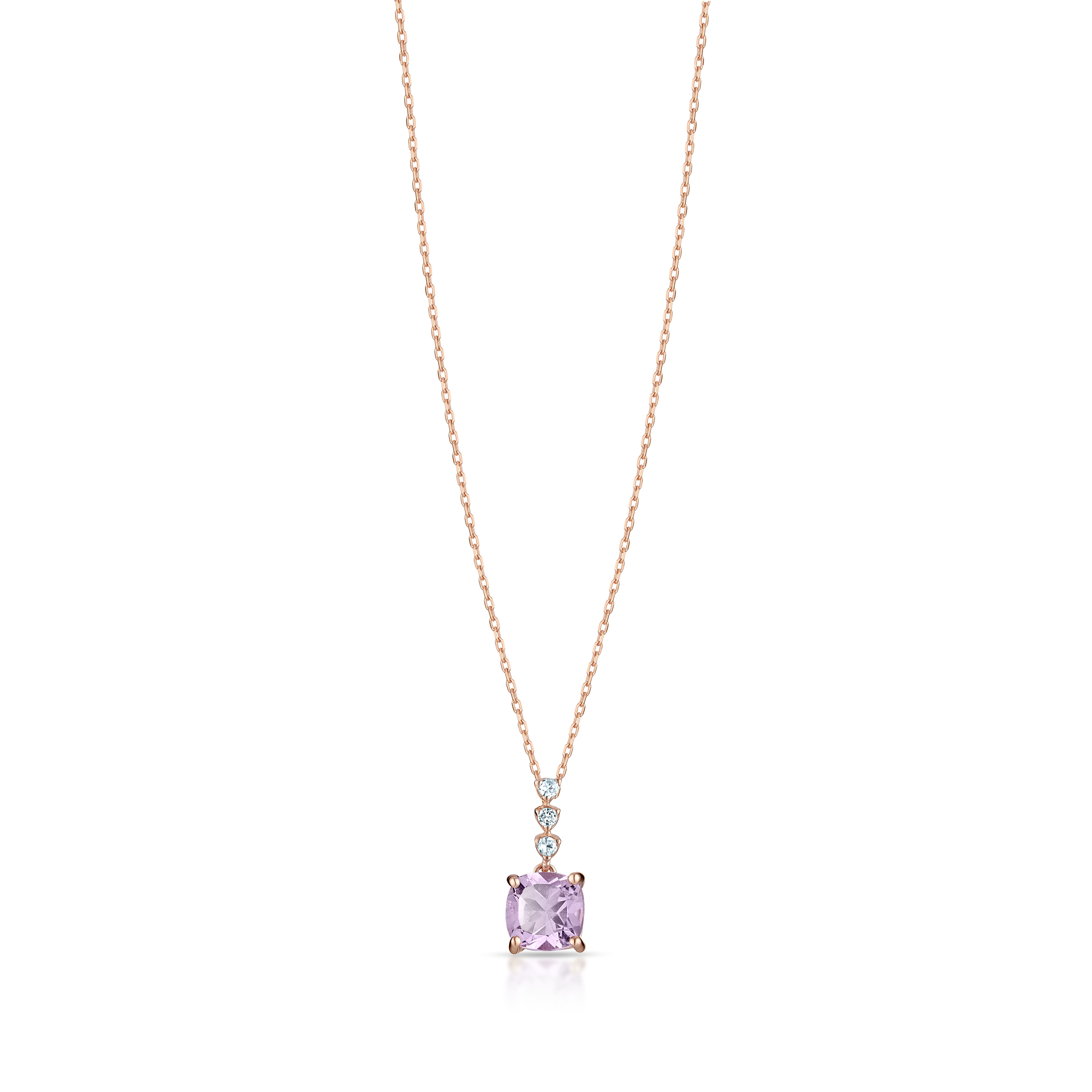 W.KRUK Zjawiskowy Złoty Wisiorek - złoto 585, Różowy ametyst, topaz sky blue - ZIN/WW93R