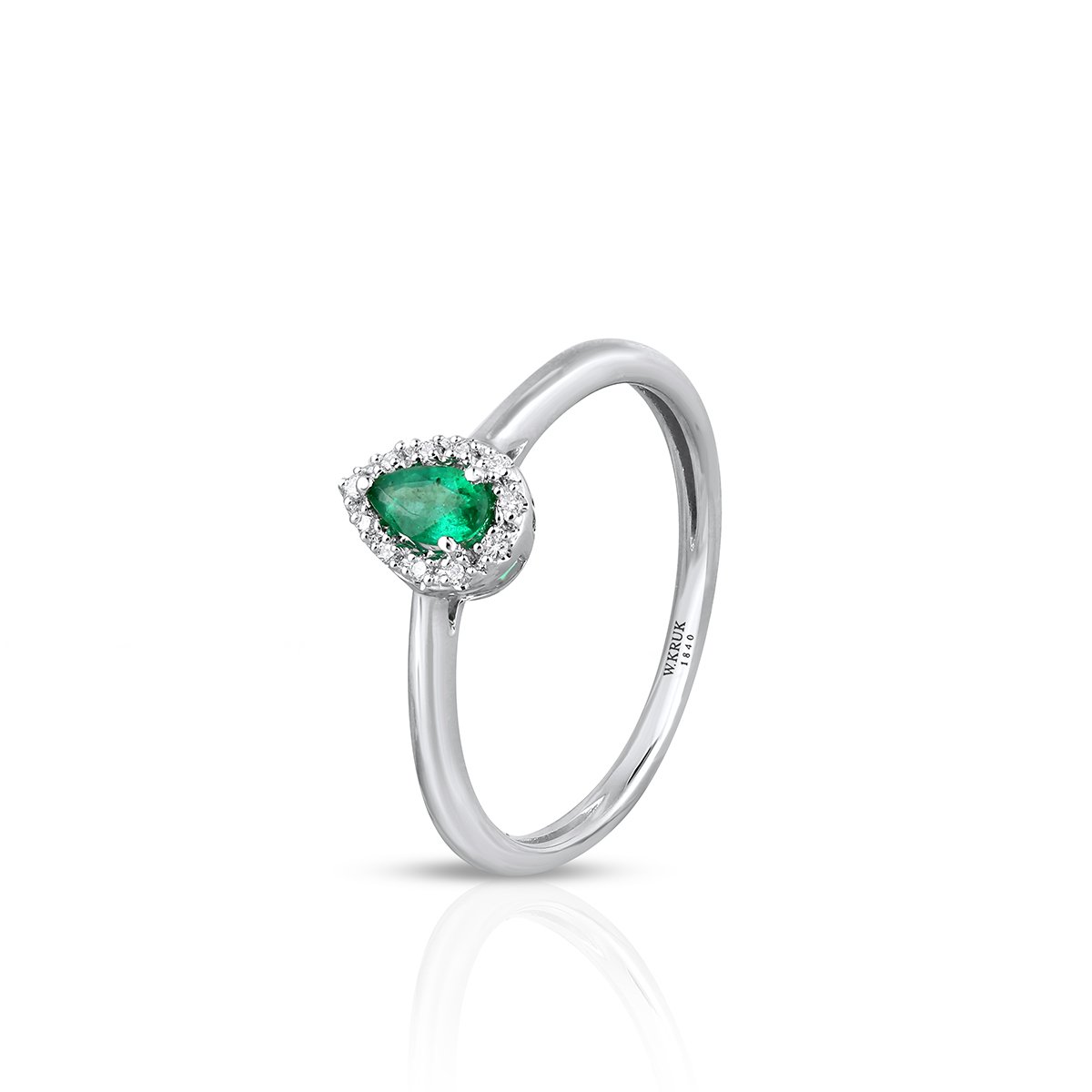 W.KRUK Złoty Pierścionek - złoto 585, Brylant 0,04 ct, szmaragd - ZCG/P+1162B