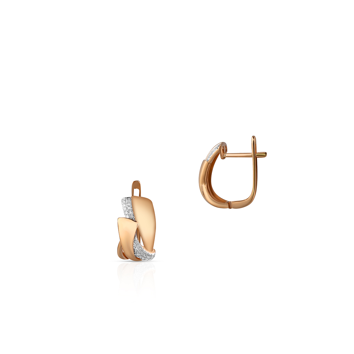 W.KRUK Złote Kolczyki - złoto 585, Diament 0,14 ct - ZDL/KB+100K