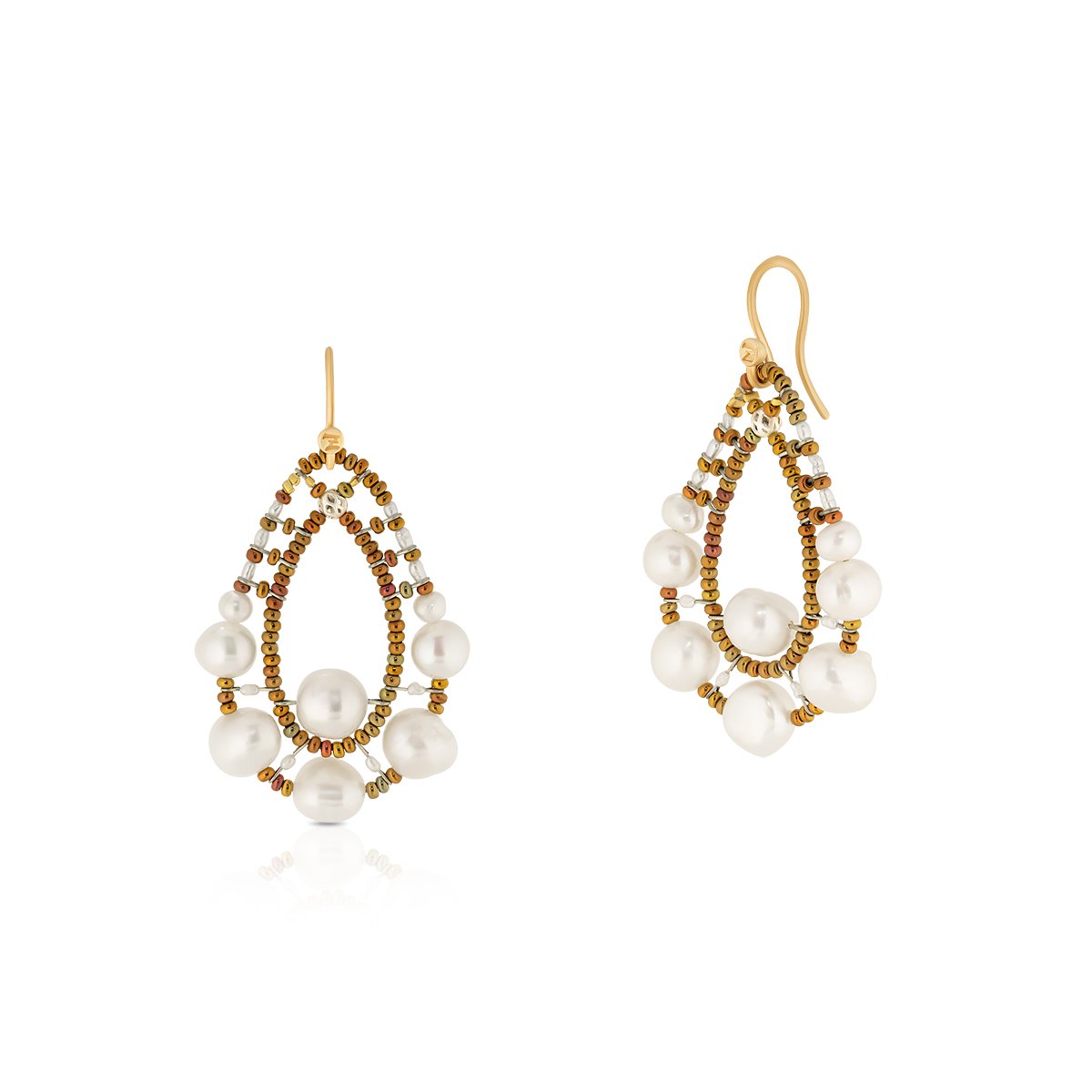 W.KRUK Unikalne Srebrne Kolczyki - srebro 925 , mosiądz, Szkło murano, perła - SZO/KS307