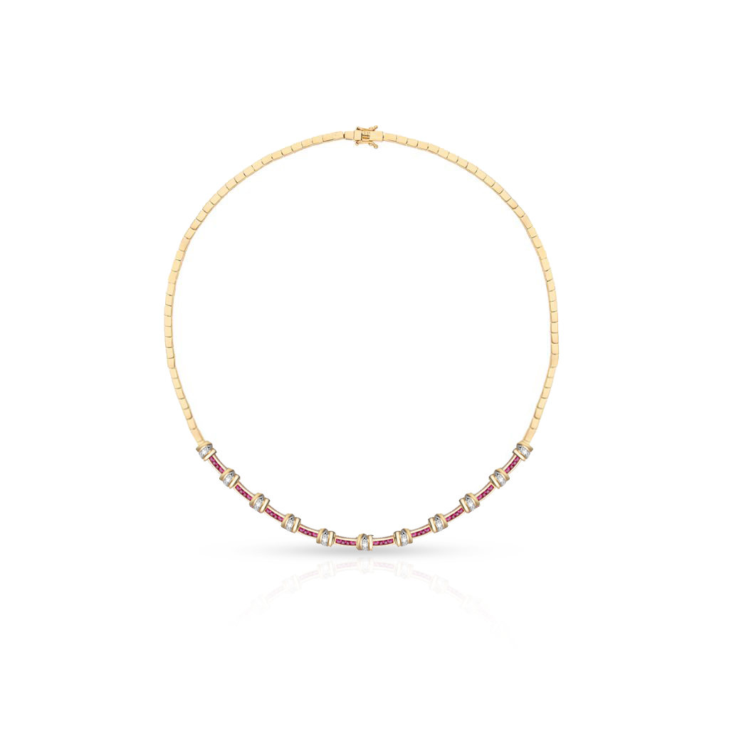 W.KRUK Wyjątkowy Naszyjnik - złoto 585, Diament 0,12 ct, rubin - ZIN/NB+287