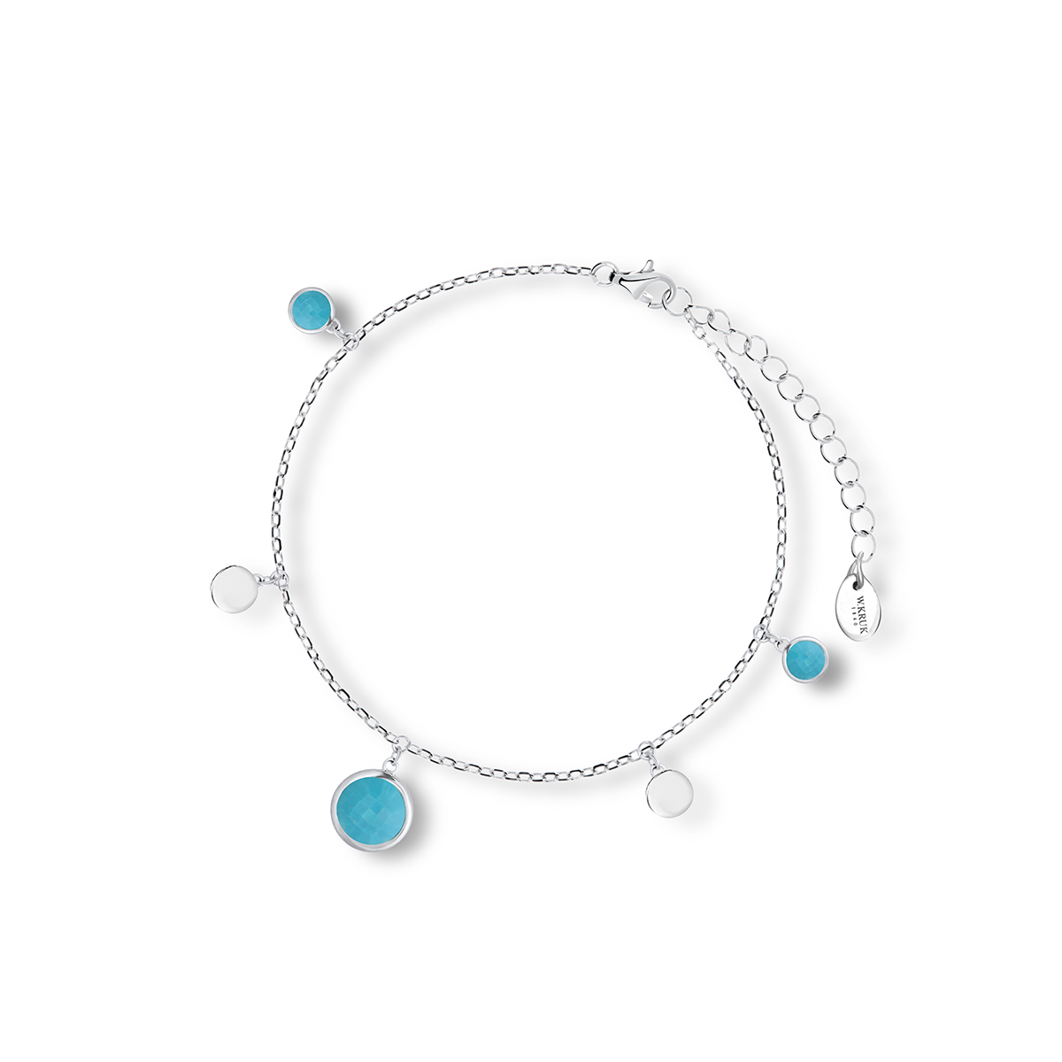 W.KRUK Wspaniała Bransoletka Srebrna - srebro 925, Turkus syntetyczny - SHX/AS149