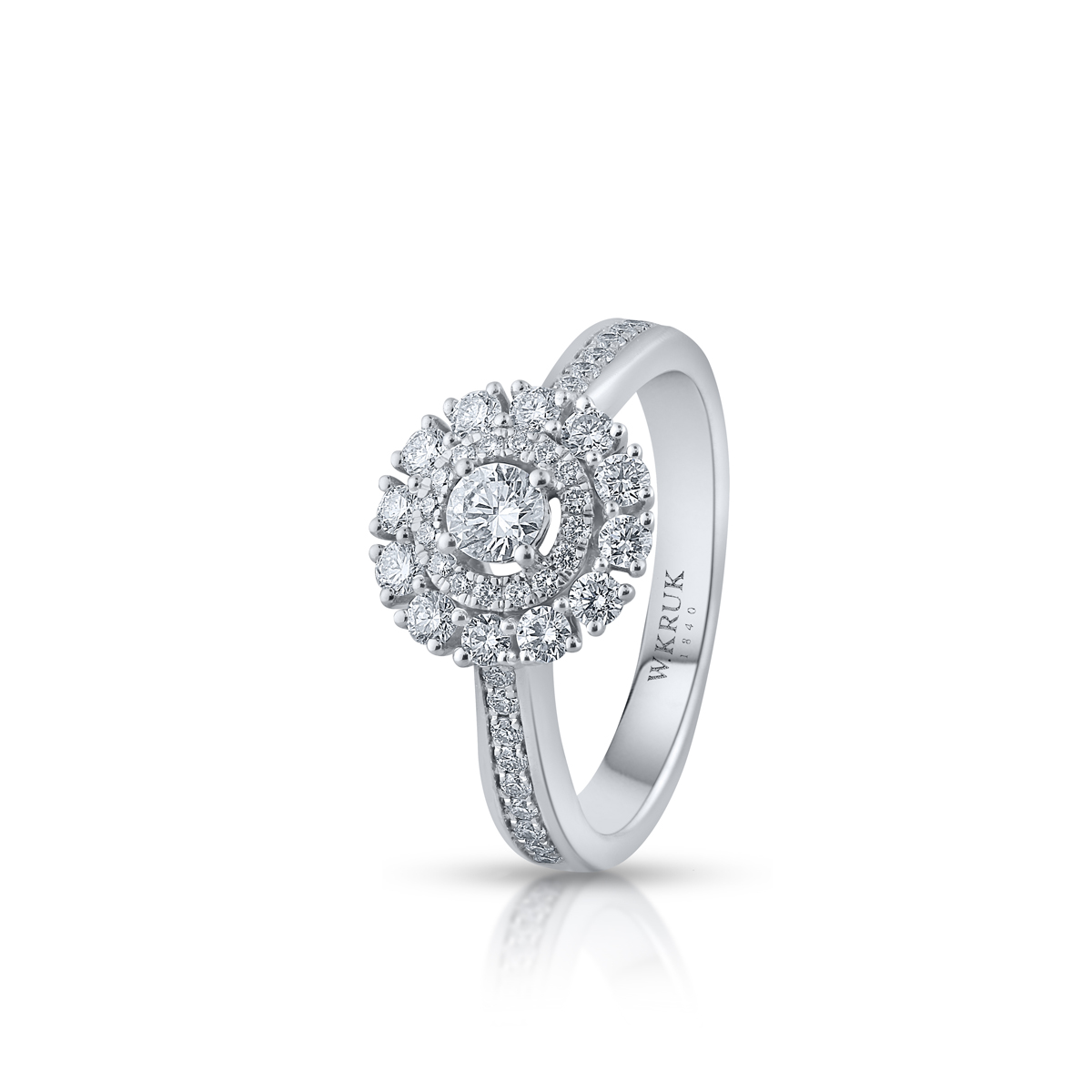 W.KRUK Złoty Pierścionek - złoto 585, Brylant 0,53 ct, brylant 0,18 ct - ZCG/P+1202B