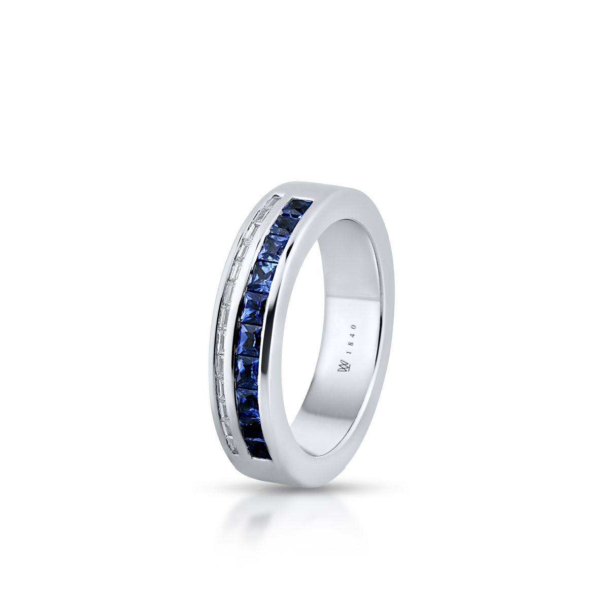 W.KRUK Pierścionek Złoty - złoto 585, Diament 0,15 ct, szafir - ZFT/PB+254B