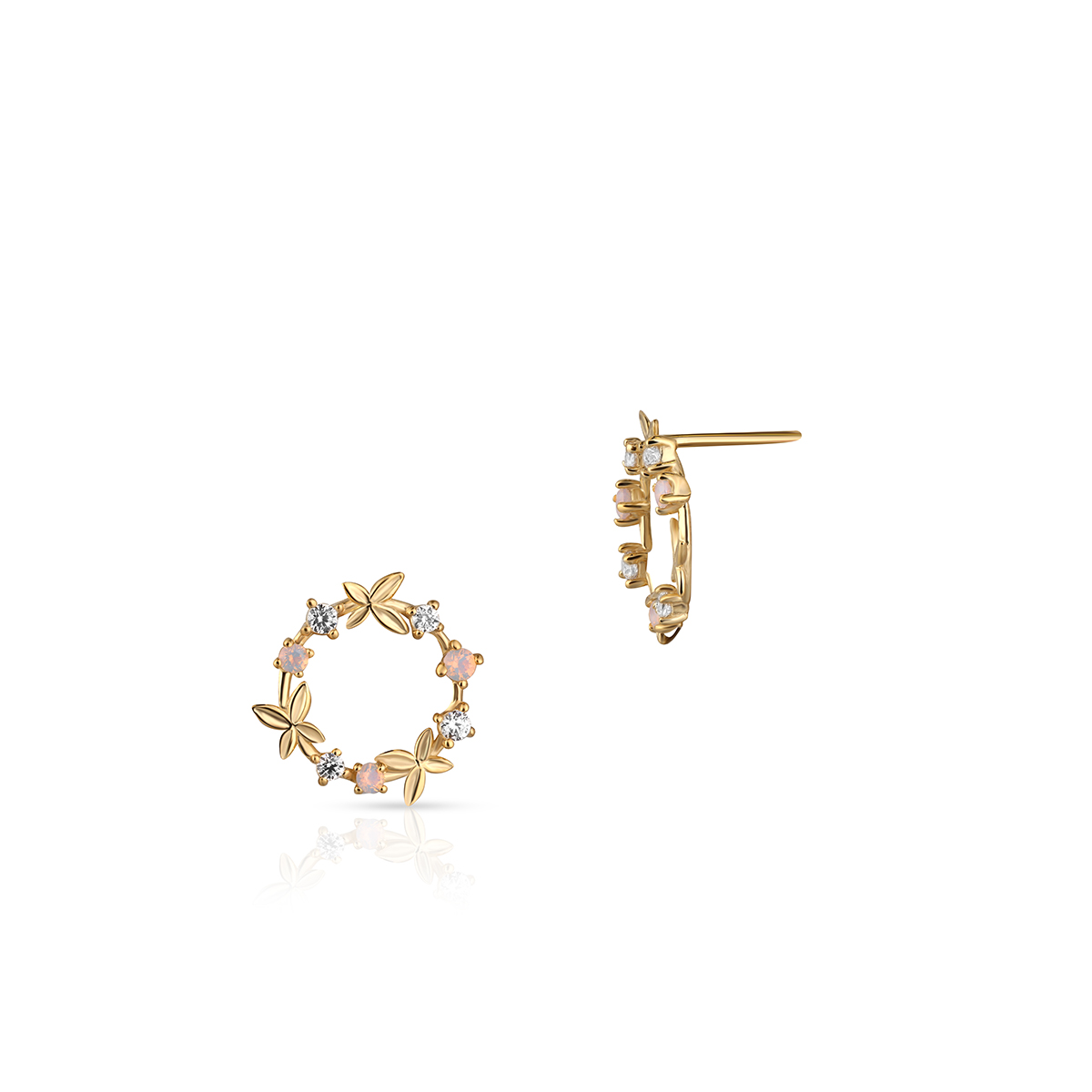 W.KRUK Unikalne Złote Kolczyki - złoto 585, Cyrkonia - ZTO/KC90