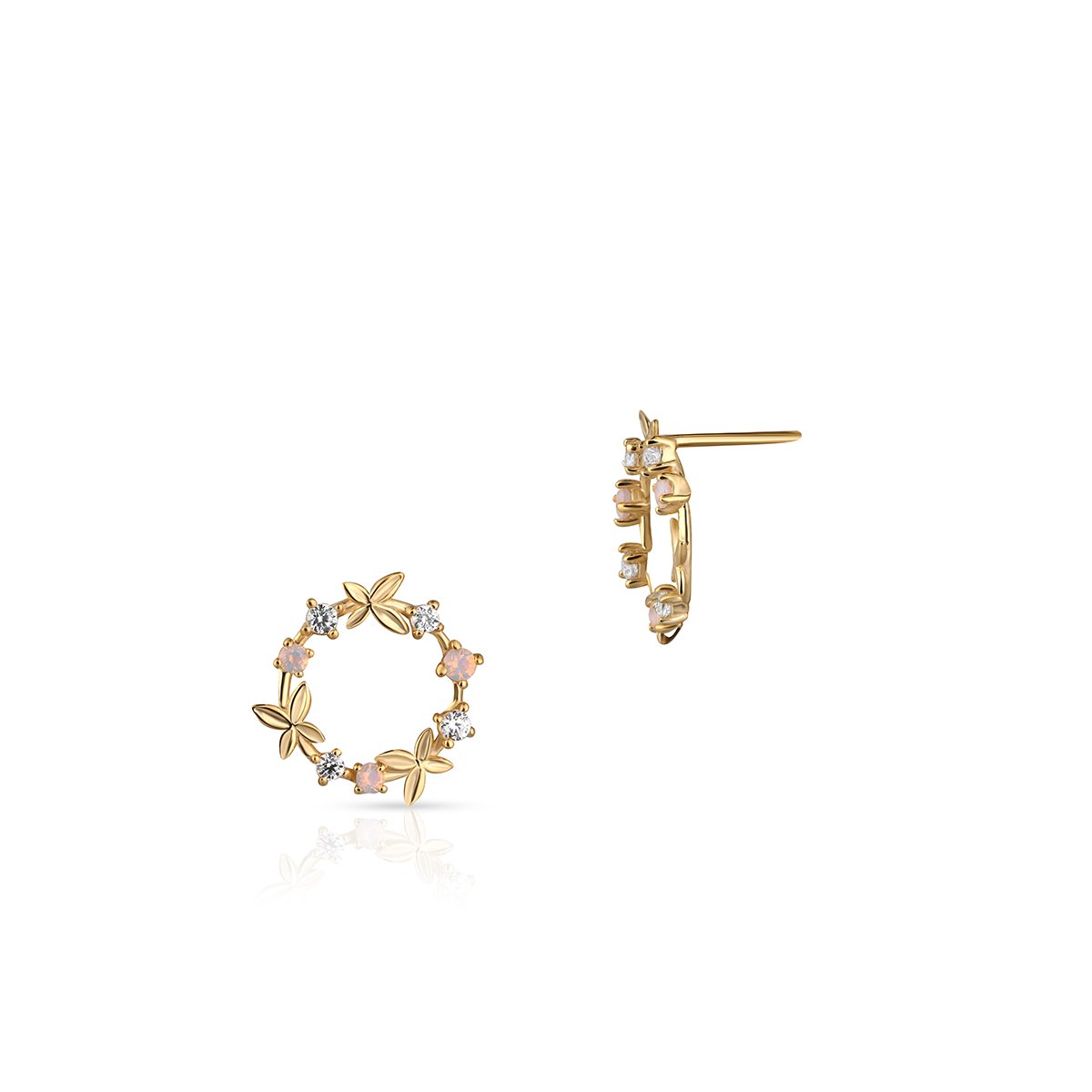 W.KRUK Unikalne Złote Kolczyki - złoto 585, Cyrkonia - ZTO/KC90