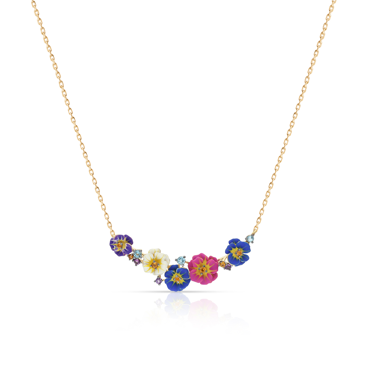 W.KRUK PROMOCJA Naszyjnik - złoto 375, Ametyst, topaz swiss blue, cytryn - ZDL/NW52