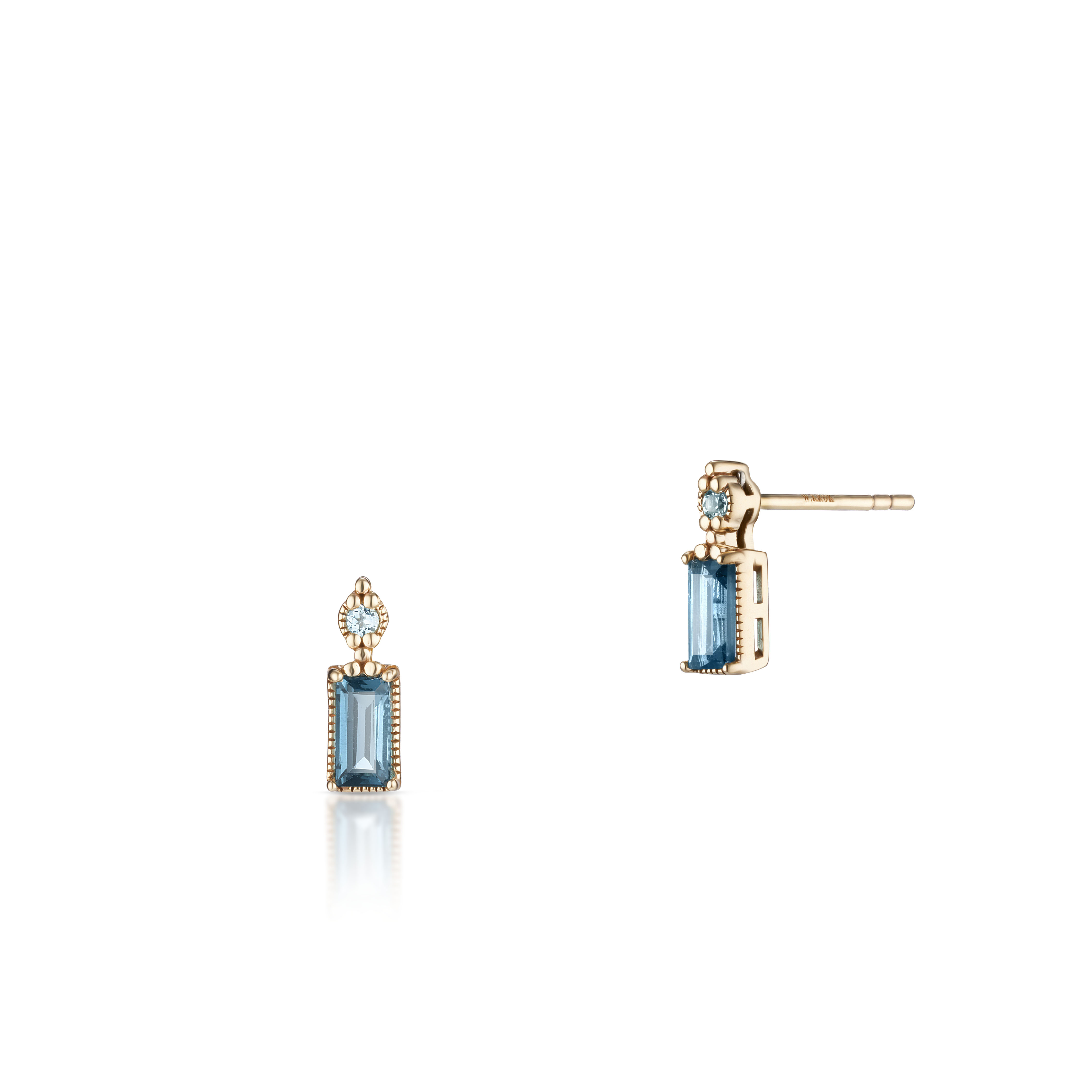 W.KRUK Piękne Złote Kolczyki - złoto 375, Topaz swiss blue, topaz london blue - ZIN/KT49