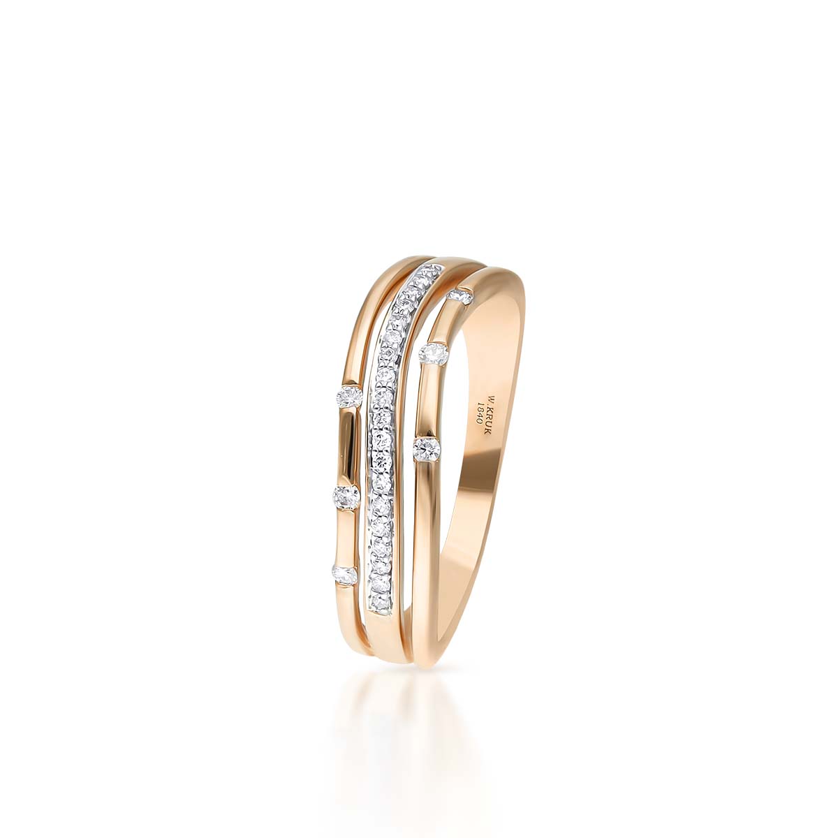 W.KRUK Wyjątkowy Pierścionek Złoty - złoto 585, Brylant 0,14 ct - ZCG/PB+953K