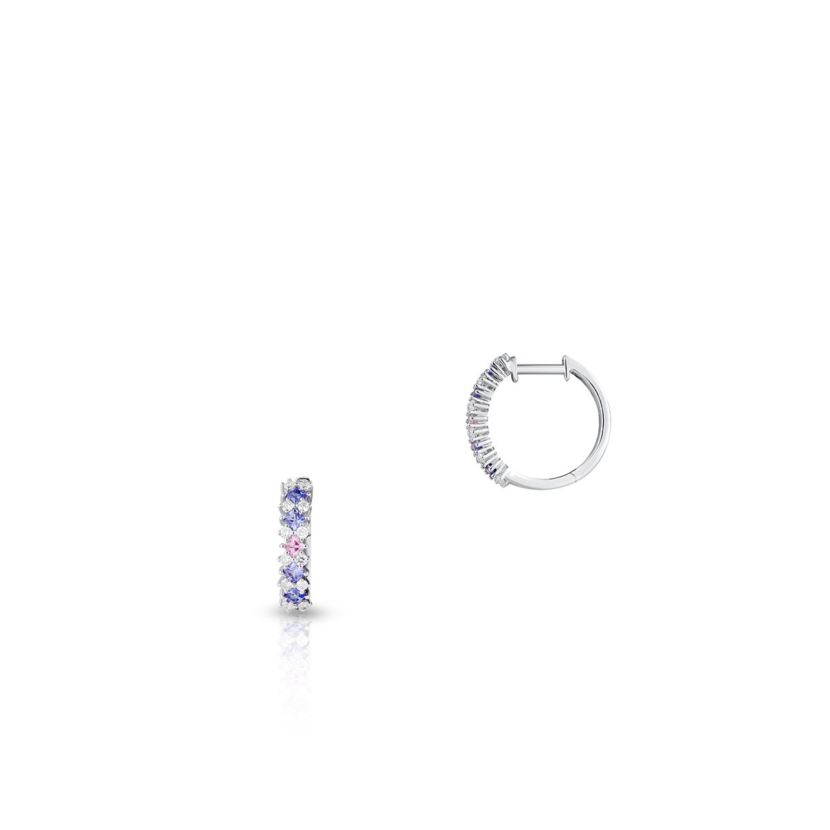 W.KRUK Kolczyki Złote - złoto 585, Brylant 0,28 ct, szafir, różowy szafir - ZEJ/KB+286B