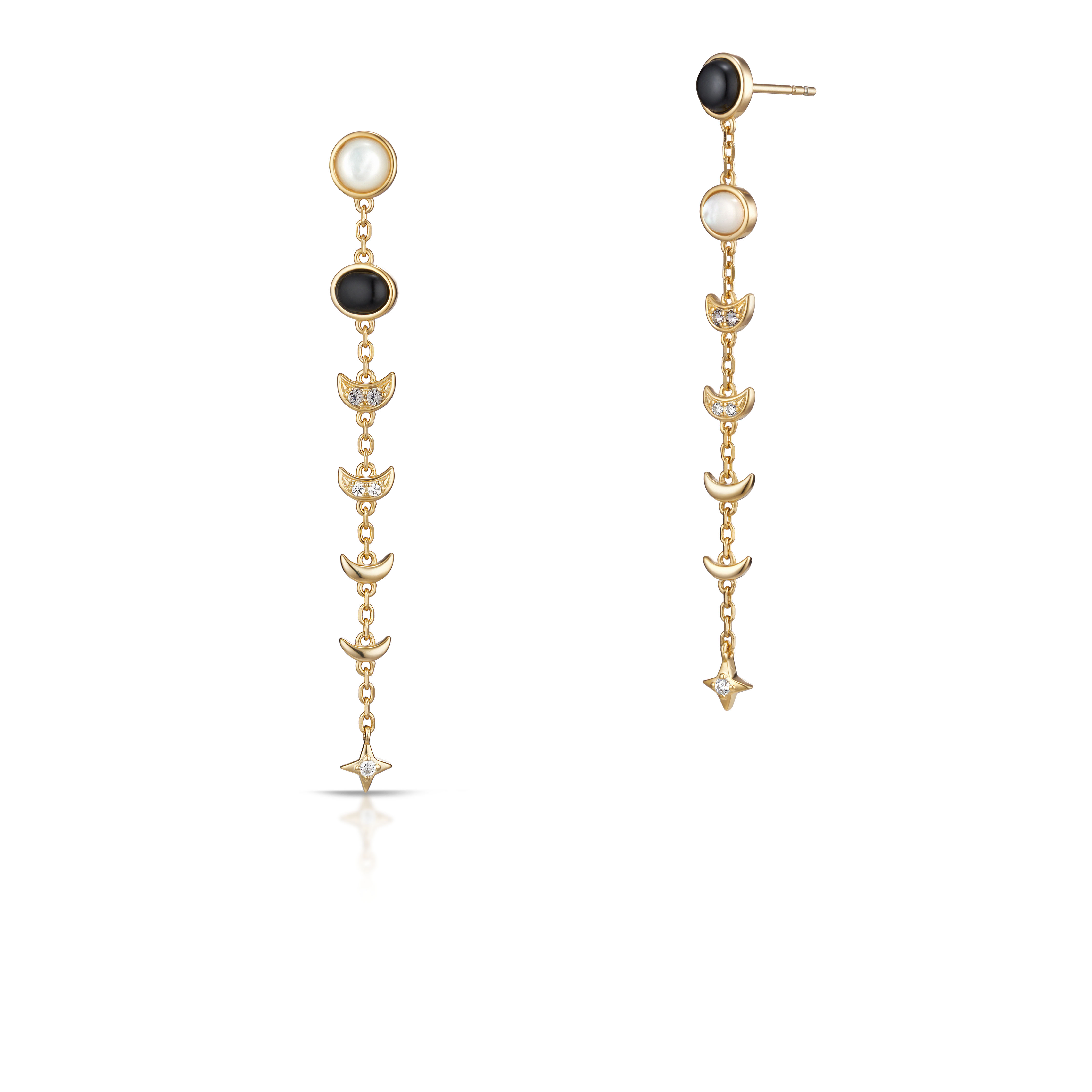 W.KRUK RABAT Srebrne Kolczyki - srebro 925, Cyrkonia, muszla, onyks - SDL/KS090Z